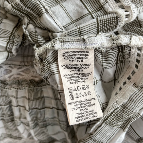 Free People Time Out Tunic like new Small Plaid with lace detail - Picture 8 of 8
